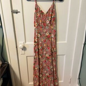 Lulu's Pink Floral Maxi Dress